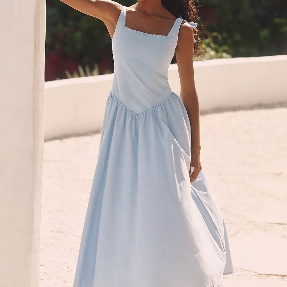 WHITE Peixoto Harlow Drop-Waist Midi Dress